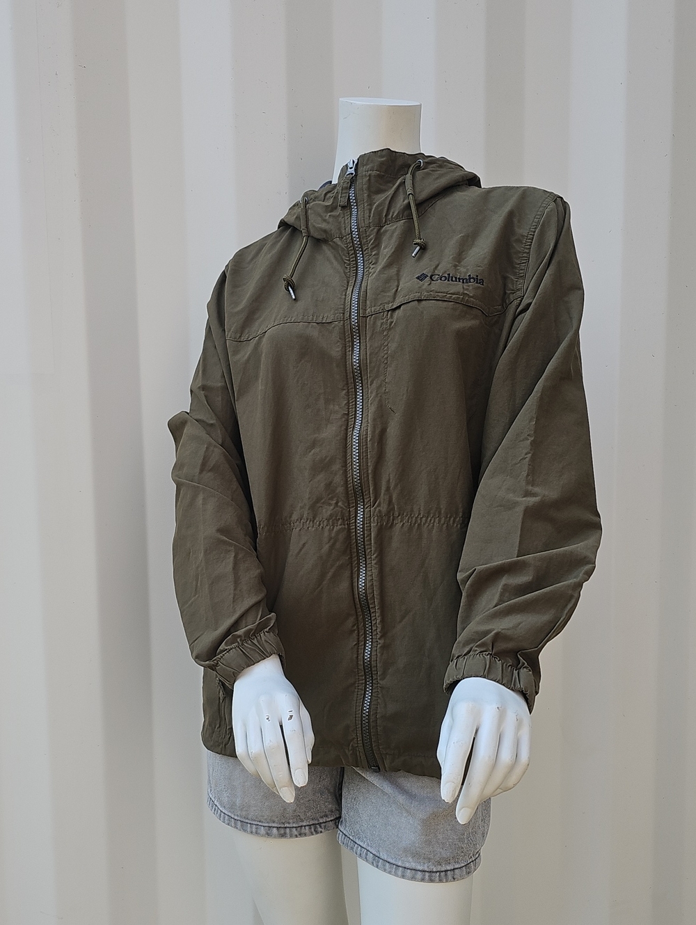 Columbia Olive Green Hooded Windbreaker Jacket | Women's Small
